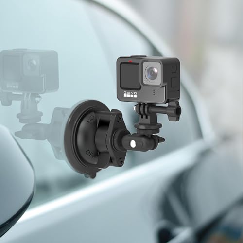 MINIFOCUS Suction Cup Camera Mount with Phone Holder, Car Camera Mount with Ball Head Magic Arm for Windshield Dash Compatible with GoPro Hero 11/10/9, DJI Osmo Action/Procket, Insta360 X5/4/3 - style: S1026