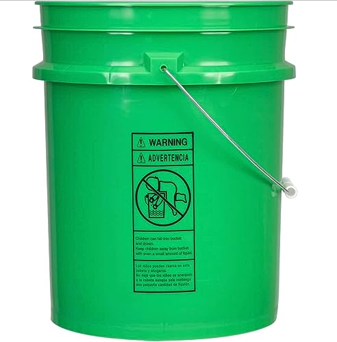 5 Gallon Food Grade Plastic Bucket with Air Tight Screw on Lid Made in USA Container (Green Bucket with Green Lid) - color: Green Bucket With Green Lid
