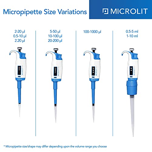 Single-Channel Pipette, Adjustable Volume - Accurate & Calibrated | For 2-20ul Liquid Capacity, Compatible with 20ul Pipette Tips - size: 2-20ul, style: Single-Channel