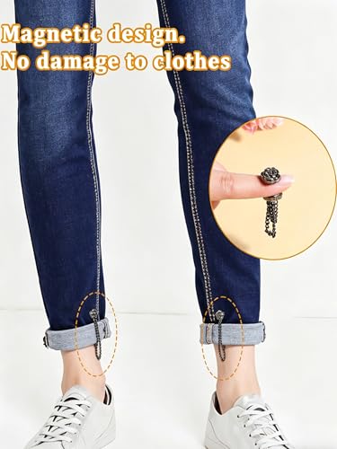 6PCS Multi-Function Magnetic Clothing Clip,Magnetic Hem Clips with Chain, Scarves, Hijab, Trousers, Cuffs and Hems