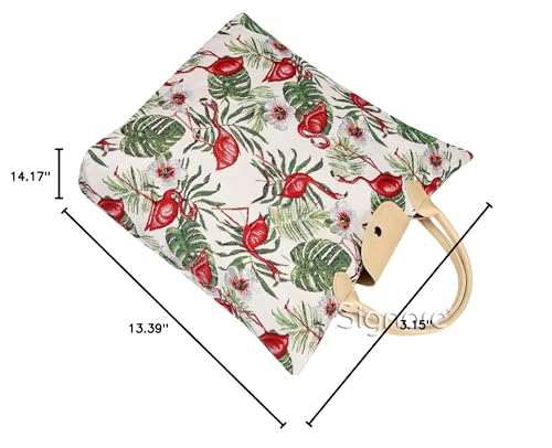 Signare Tapestry Foldable Tote Bag Reusable Shopping Bag Grocery Bag - color: Flamingo