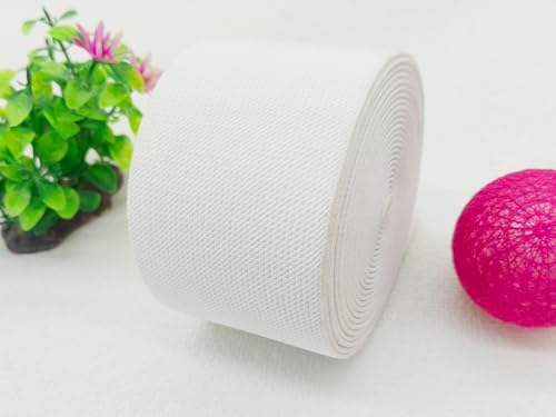 White Knit Elastic Band for Sewing 3 inch 5 Yards Double-Side Twill Woven Elastic Heavy Stretch Elastic Spool for Clothes Pants Waistband, Wigs, Skirts, Craft DIY Projects - color: White