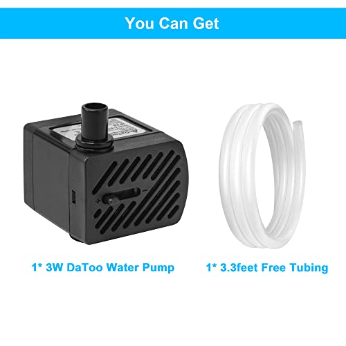 DaToo 50GPH 3W Small Submersible Water Pump Mini Fountain Pump Ultra Quiet For Aquarium Fish Tank Pond Statuary Hydroponics - size: 3W 50GPH (With 3.3ft Free Tubing)