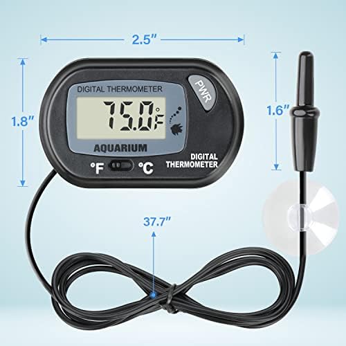 iPower 8 by 12-Inch 16W Reptile Heat Mat, LCD Digital Aquarium Thermometer, Under Tank Warmer Terrarium Heat Pad for Turtles Lizards Frogs and Other Small Animals, Multi Sizes - size: 8" x 12", style: Heat Pad + Thermometer
