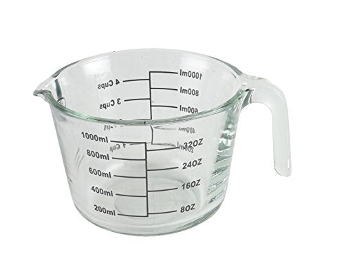 Farberware 4-Cup Borosilicate Glass Wet and Dry Measuring Cup with Oversized Measurements, Clear - style: 4-Cup