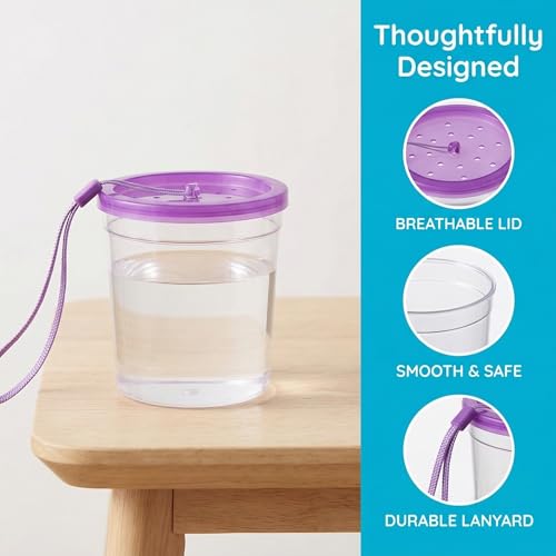 ljhnba Portable Small Pet Container - Clear Plastic Travel Tank for Betta Fish, Jellyfish, Turtles, Spiders, Lizards with Removable Lid, Easy Clean Habitat or Carrier