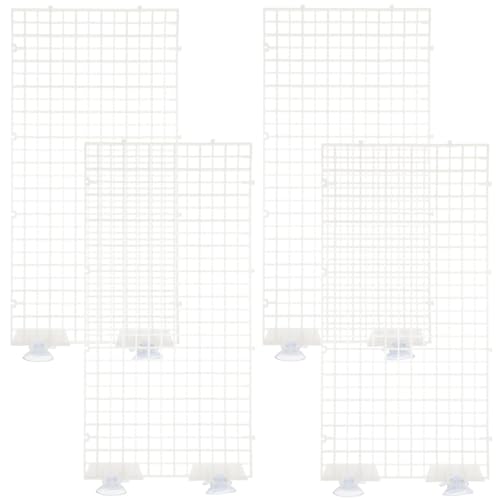 4pcs Aquarium Divider Fish Tank Grid Divider Tray Egg Crate Bottom Divider Board with 4Pcs Sucker Clips Aquarium Supplies