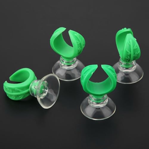 4 Pcs Green Aquarium Airline Tube Holders – Leaf Design Suction Cup Clips for 18-24mm Tubing, Adjustable Fish Tank Air Tube Clamps(L: 1.76cm) - size: L: 1.76cm