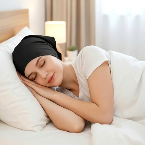 Sucrain 2PCS Under Scarf Hat Cap Islamic Muslim Hijab Headscarf Elastic Wide Headband Lightweight Hats Breathable Liner - color: Black