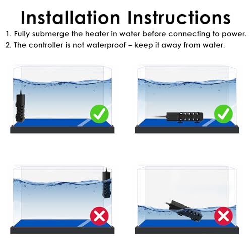 50W Aquarium Heater, Adjustable Small Fish Tank Heater, with Digital Display, Overheat Protection & Dry Run Protection, for 5-10 Gallon Water - size: For 5-10 Gal