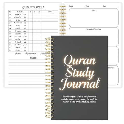 Premium Quran Study Journal - A5 Spiral Bound Islamic Reflection Notebook with 120 Pages 100gsm Thick Paper - Arabic & Translation Tracker for Daily Quranic Study, Memorization & Ramadan Gifts (Purple Lantern) - color: Purple Lantern