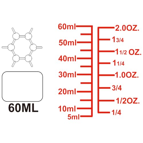 High Borosilicate Glass Measuring Cup-V-Shaped Spout,Glass Measuring Beaker for Kitchen or Restaurant, Easy to Read, 60 ML (2 Oz)-Pack of 2 - size: 60ml (2oz) - Pack of 2