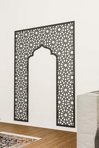 SODEF Wooden Mihrab Wall Decor for Prayer Room - Islamic Wall Art for Home Office Mosque - Turkish Wood Art 88x120 cm - Модел 8