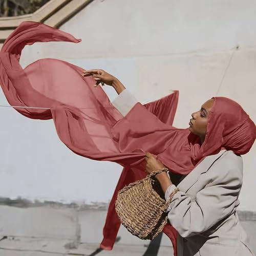 Viscose Hijab Scarf for Women Muslim Cotton Jersey Hijab Fashion Long Scarf Shawls - color: Rosy