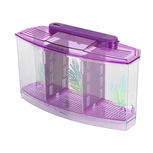 Aquarium Fish LED Acrylic Three Di Breeding Isolation Box for Sm Fishes Bottom of the Change for and Stress Valve (Violet) - color: Violet