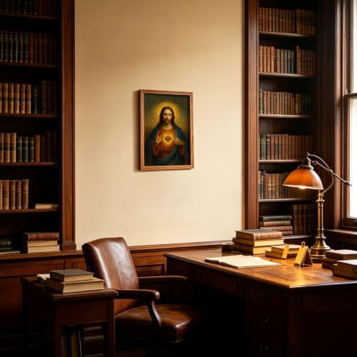 AUUAUU Sacred Heart of Jesus Wall Art Christian Canvas Painting 12x16 Inch - color: Wooden Framed Sacred Heart of Jesus, size: 16"L x 12"W