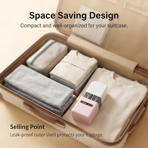 4 in 1 Travel Dispenser Bottle Refillable 4 in 1 Travel Dispenser 60ml Travel Bottles Leakproof Travel Size Containers for Toiletries Shampoo Lotion Pink - color: Pink