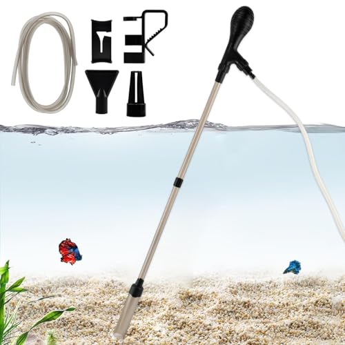 27inch Aquarium Siphon Vacuum Cleaner for Fish Tank Cleaning Gravel & Sand | 80GPH Powerful Fish Tank Vacuum Gravels Cleaning Kit, for Water Changer, Sand Cleaner, Dirt Removal