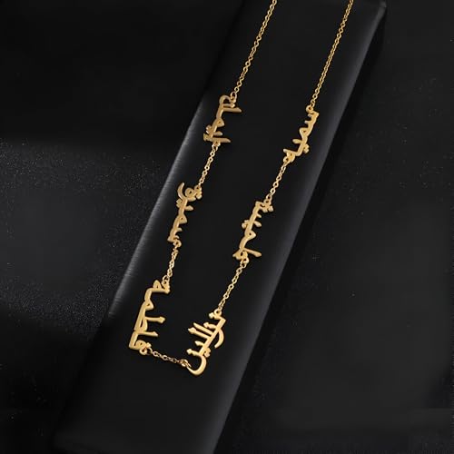 LUSSO Customized 14K Gold Filled Name Plate Necklaces For Women And Men - Customized Necklace Arabic Nameplate Pendant Ethnic, Personalized Name Necklace - color: 5 - Double Plated Name Necklace