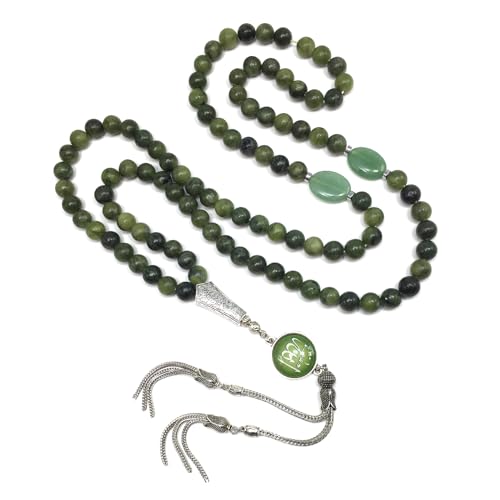 Special Prayer Beads Series -99 beads- Tesbih Tasbih Tasbeeh Misbaha Masbaha Subha Sebha Sibha (Taiwan Green Jade -8mm, 99 Beads) - color: Taiwan Green Jade -8mm, 99 Beads