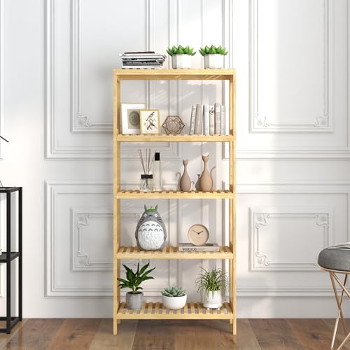 Bamboo Rack, Adjustable Bamboo Shelf, Bathroom Living Room, 5-Tier - size: 5-Tier