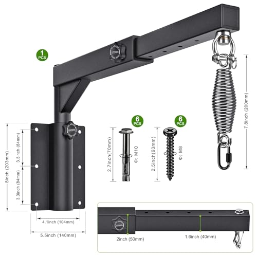 BeneLabel Wall Mount Heavy Bag Hanger, Heavy Duty Punching Bag Stand, Boxing Bag Bracket for Home Gym Indoor Outdoor, 800 LB Capacity - color: Adjustable Heights & Length 17"~25" with Spring