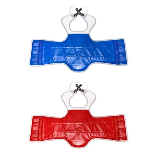 Taekwondo Chest Guard Breathable Polyester Adjustable Fit Training Gear Leather Taekwondo Protectors Perfect for Adults PU Martials Art Chest Guard Adjustable - size: Large