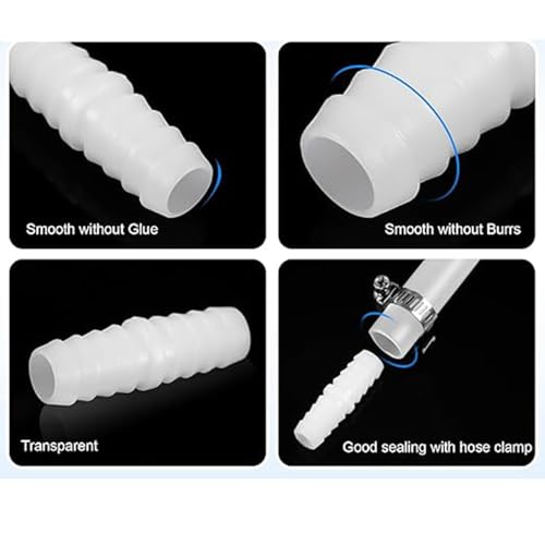CHENJIN 10PCS Plastic Barb Hose 3/8 inch with 20pcs 10-16mm Stainless Steel Clamps Straight Pipe Pagoda Fitting For Fish Tank Spigot Gas Liquid Air