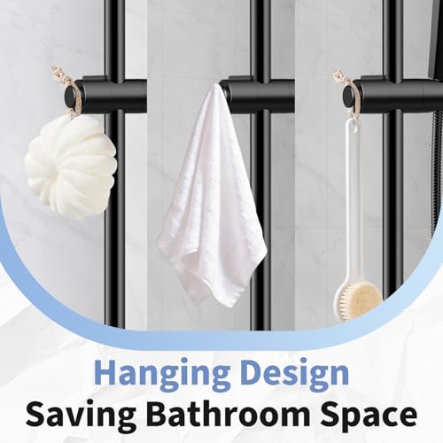 OFFO Shower Head Holder, Adjustable 0.75-1.00 in Hand Held Shower Head Holder for Slide Bar, 45 Degree Rotation Shower Sprayer Holder with Hanging Design, Matte Black - style: Matte Black with Hanging Design