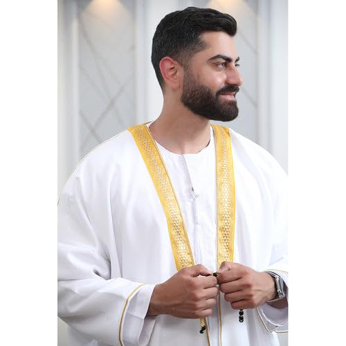 Men's Abaya (Bisht) Long Sleeves | Amazing Men's Islamic Arabian Cloak - color: White