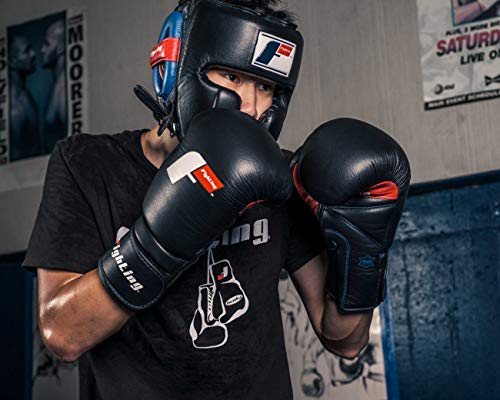 Fighting Leather Training Gloves - Boxing, MMA, Kickboxing, Punching Bag, Sparring Oz Gloves - color: Black, size: 12 oz