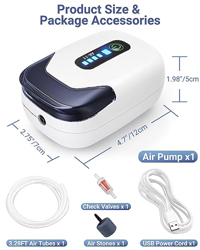MoonOrange Aquarium Air Pump, Rechargeable Portable Oxygen Pump with Single/Dual Outlets, Quiet Aerator for Fish Tank up to 30/70 Gallon, Outdoor Fishing, Fish Transport and Power Cut. - style: 1W/AR-11