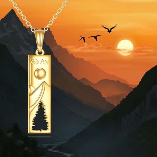 DOVRAN 9K/10K/14K Solid Gold Necklace for Women Real Yellow Gold Faith Pendant Jewelry Mother's Day Birthday Gift for Wife Mom - color: B09-Highs and Lows