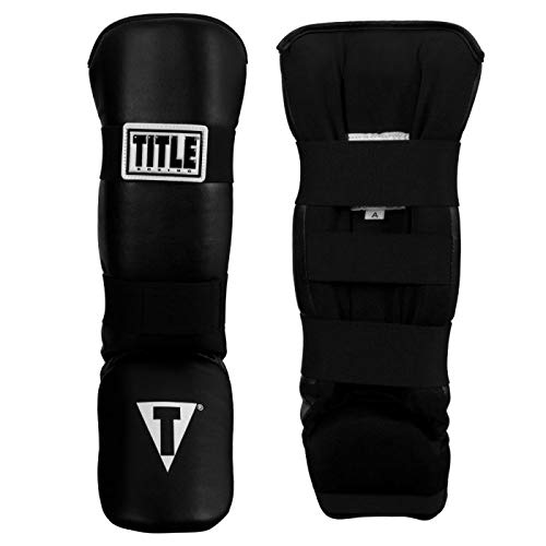 TITLE Boxing Vinyl Shin & Instep Guards 2.0 - Muay Thai, MMA, Kickboxing, Martial Arts Shin Pads - size: Adult