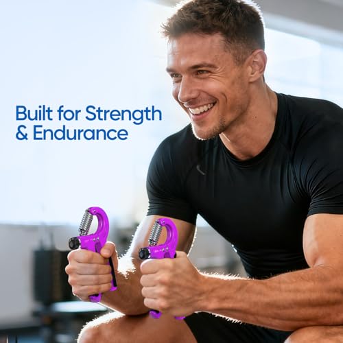 FitBeast Grip Strength Trainer 2 Pack โ Adjustable Hand Grip Strengthener for Strength Training & Rehabilitation, 10-132 lbs Resistance Forearm Strengthener, Ideal for Athletes, Rehab, Office - color: Purple