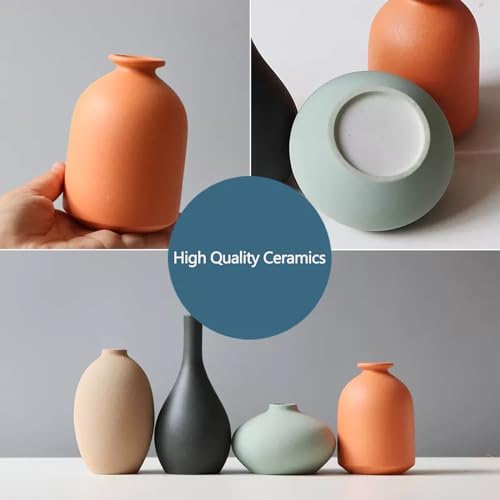 Set of 4 Small Matte Ceramic Vases - Modern & Bohemian Decor for Home, Office, Shelve, Living Room Table, Mantel, Bedroom, Entryway, Rustic Farmhouse Decorative Vases & More(Hademade - size: Vase Set 4 S1