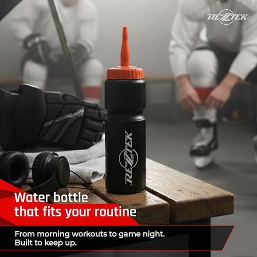 Hockey Water Bottle 25 oz with Long Spout β BIO-Based Plastic Bottle | Sports Water Bottle with Screw Cap β Squeeze Hockey Bottle for Rink, Gym & Field β Dishwasher Safe Water Bottle - style: Long Spout