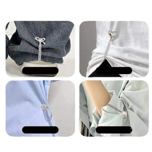 Magnet Clothing Pins, Strong Alloy Fastening, Adjustable Chain Design, Multi-Function Magnetic Clothing Clips,Pinless Brooch Chain Magnetic Buttons,for Hijab, Loose T-Shirt Hems, Sleeves, Pants Hems - color: style4, size: One size