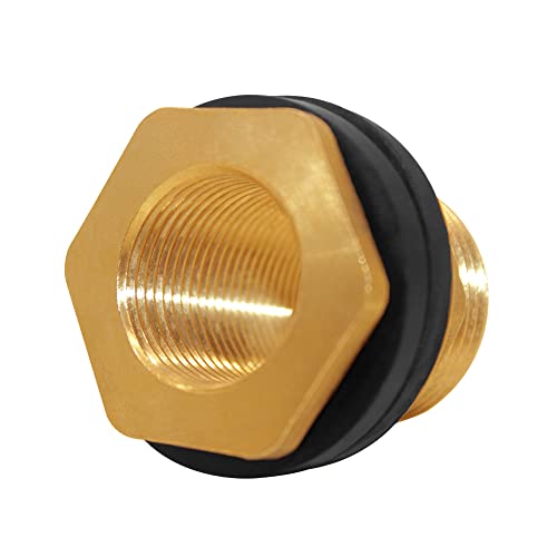Joywayus Brass Water Container/Rain Barrel Spigot Kit 3/4" Threaded | Quarter Turn Ball Valve, 3/4" Female to 1" Male Bulkhead Fitting, Water Tank Connector, Fit for Garden Hose - style: Style 2