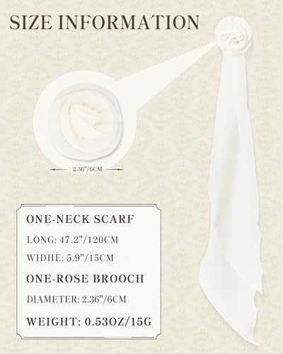 Chiffon Scarf for Women, Removable Flower Neck Scarf Light Soft Fashion Rose Scarves Versatile Headband or Hair Band - color: Cream