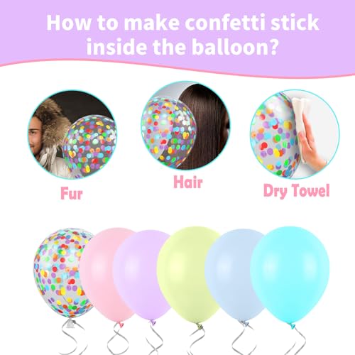 Pastel Balloons, Multicolor Macaron Balloons Colorful Latex Party Balloon, Baby Pink Blue Purple Yellow and Teal Rainbow Confetti Balloon for Kids Pastel Birthday Easter Party Baby Shower Wedding - color: Pastel