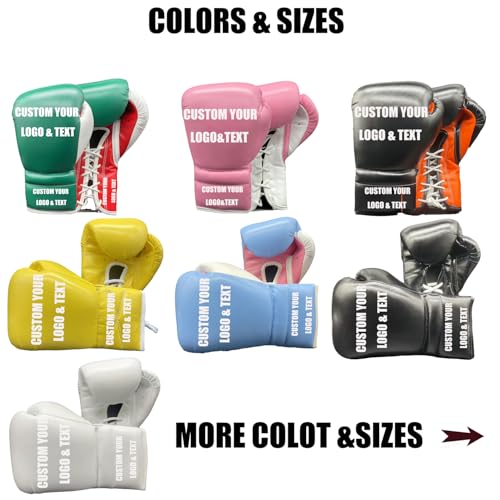 Custom Lace-Up Boxing Gloves, Traditional Professional Gloves for Training, Sparring, Competition and Heavy Punching Bags, Adult Men and Women, MMA, Kickboxing, Muay Thai - size: 14OZ