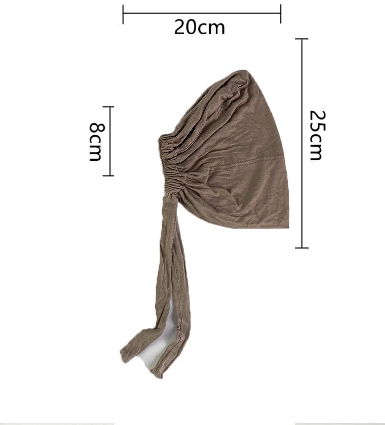 3 Pieces Adjustable Muslim Inner Under Hijab Cap with Ties Back Islamic Under Scarf Bonnet Caps Chemo Cap - color: White