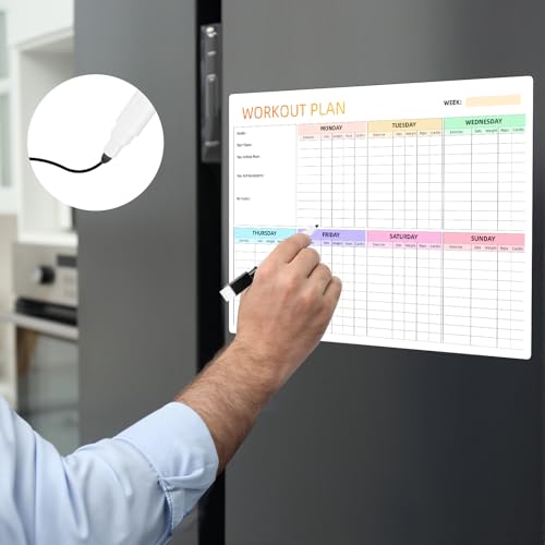 Workout Plan Dry Erase Magnetic Whiteboard for Refrigerator-Weekly Fitness Tracker Gym Exercise Tracker Schedules and Checklists - size: Small
