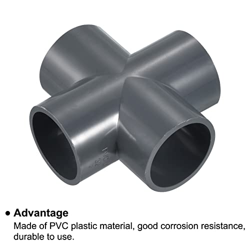 PATIKIL 32mm PVC Pipe Fittings, 2 Pack 4 Way Tee Shape Water Tubing Cross Joint Connectors Adapters for Garden Irrigation Home Aquarium - size: 32mm