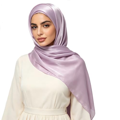 Women Premium Hijab Head Scarf Lightweight Shimmer Scarves Crepe Wedding Shawls and Wraps for Evening Dresses Shiny - color: Purple 11#