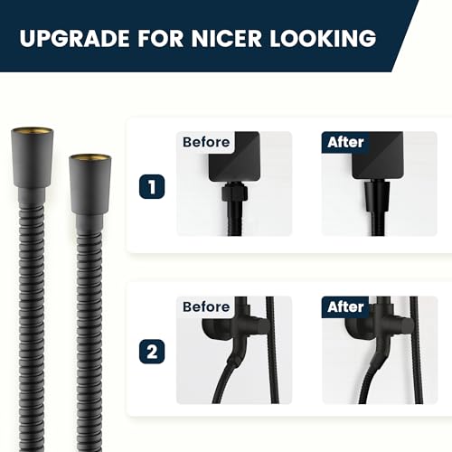 BRIGHT SHOWERS Extra Long Shower Hose 118 Inch, Stainless Steel Handheld Shower Hose with Brass Connectors, Anti-Kink, Leak-Proof, Easy to Install, Fits Most Shower Heads, Matte Black - color: Matte Black, size: 118 Inch