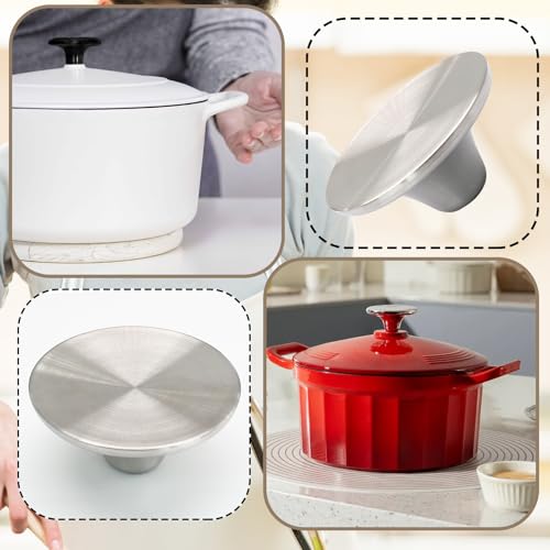 Dutch Oven Knob, Silver Lid Knob Replacement, 4pcs | for Enameled Ceramic Cast Iron Dutch Oven Pot Lid, Pan Lid Handle - color: Chrome-4pcs