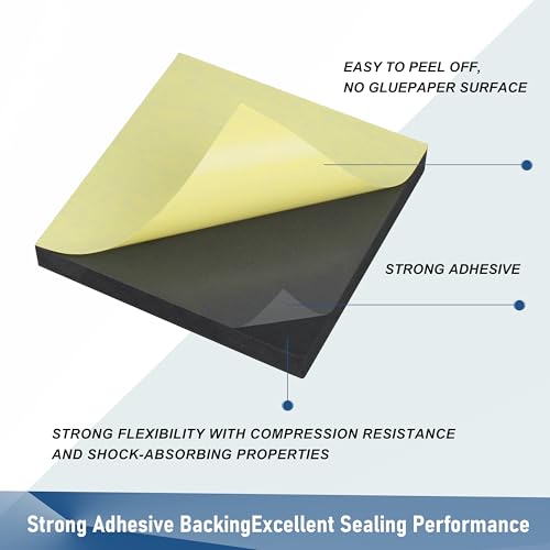 Neoprene Foam Pad - Anti Vibration Pad with Adhesive - Vibration Damper Pads- Anti Vibration Mat- 10pcs 6 * 6 1/4 inch