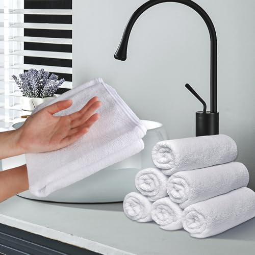 UNIMADE 48 Pack Hand Towels Set - Highly Absorbent and Quick Drying Microfiber Gym Towels, Premium Wash Cloths for Bathroom, Salon, Gym, Shower, Hotel, and Spa - 16x27 inch (White) | Quick Drying Premium Wash Cloths for Bathroom, Salon, Gym, Shower, Hotel